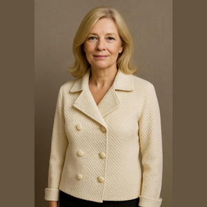 Talbots Cream Double-Breasted Knit Cardigan Jacket M